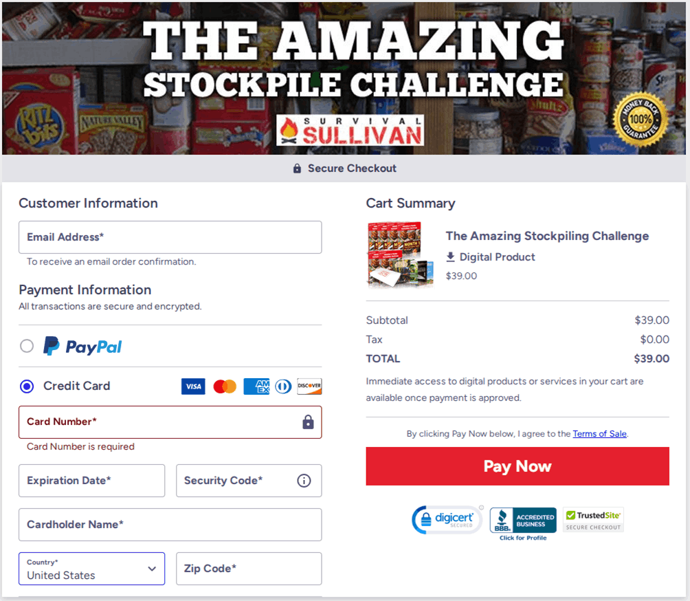 Amazing Stockpiling Challenge Checkout